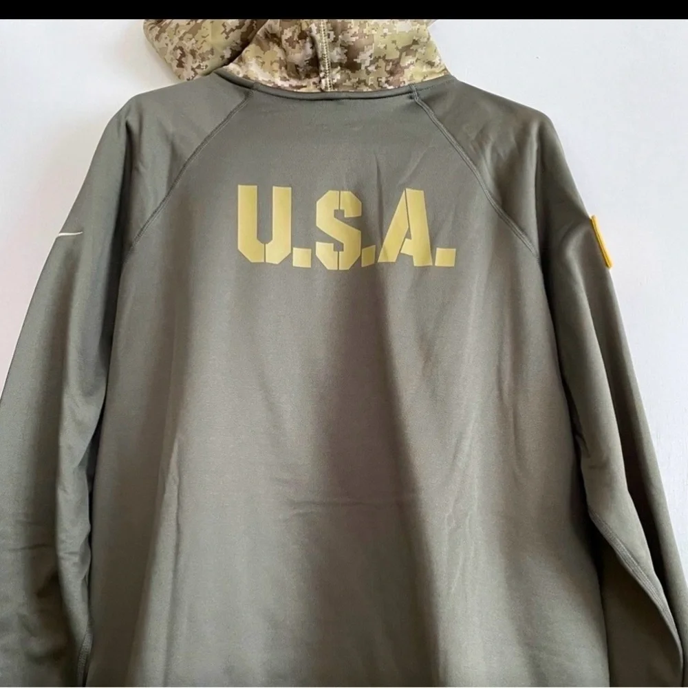 Steelers salute to service Nike Olive Green Hoodie with Camouflage Hood